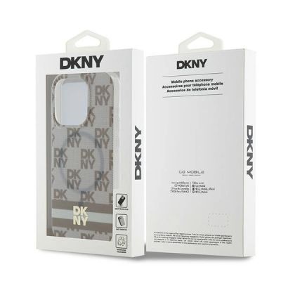 8. DKNY IML Checkered Mono Pattern & Printed Stripes MagSafe case for iPhone 14 Pro - beige
