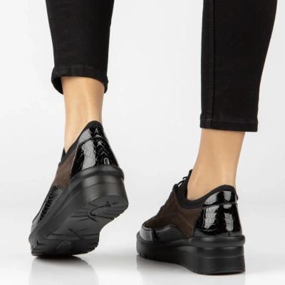 7. Leather suede crocodile wedge shoes brown Filippo DP8106
