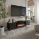 3. VOLARE TV cabinet 200x39x49 black/san sebastian + fireplace