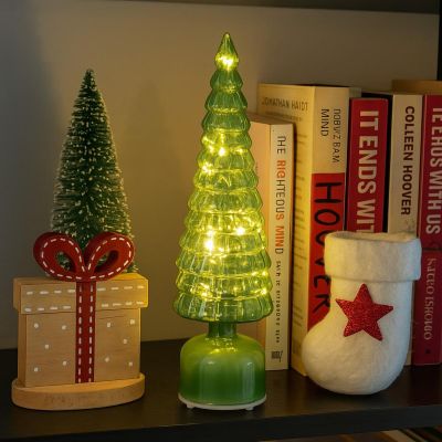 6. DECORATIVE CHRISTMAS TREE GREEN LED 13 CROWNS WARM WHITE 40CM