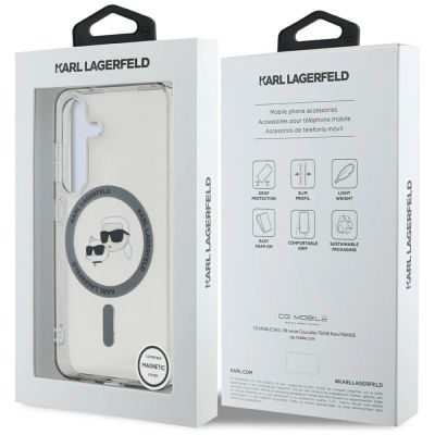 8. Karl Lagerfeld Button Karl & Choupette Heads Printed Logo MagSafe Samsung Galaxy S25 Plus case black