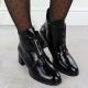 12. Black patent ankle boots for women with bows and block heel M.Daszyński 2481