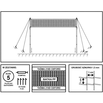 5. VOLLEYBALL SET DELUXE 570x55x230CM 5IN1 ENERO