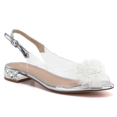 Transparent women’s sandals with silver embellishment D&A MR62-9072