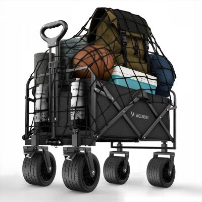23. Wozinsky WZP-100 beach, tourist, garden trolley, durable, wide wheels, with safety net up to 100 kg - black