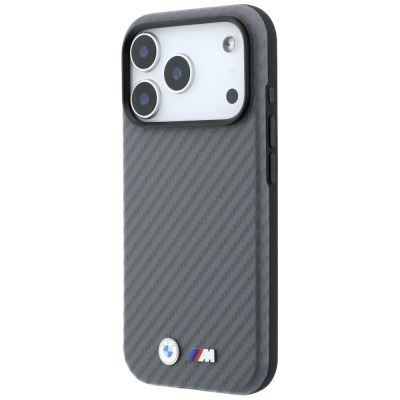 2. BMW M Carbon Metal Logo MagSafe Case for iPhone 17 Pro / 18 Pro - Gray