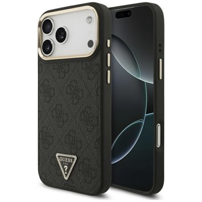 Guess 4G Triangle Logo MagSafe Case for iPhone 17 Pro Max - Black and Gold