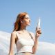 6. Jisulife Handheld Fan Life8 Mini Portable USB Fan with 2000mAh Power Bank and Flashlight - White