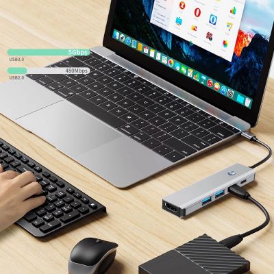 8. Tech-Protect HB01 HUB Adapter 5in1 USB-C + USB3.0 + HDMI 4K 60Hz + PD100W - gray