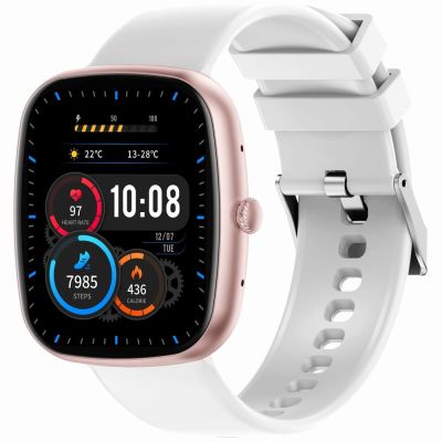 5. GRAVITY GT18-2 Women's Smartwatch Pink Silicone Strap + White Strap