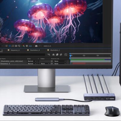 3. Ugreen USB-C + HDMI 4K 60Hz 2-in-1 KVM Switch – Gray