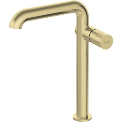 Tall washbasin tap with a rectangular spout