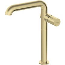 Tall washbasin tap with a rectangular spout