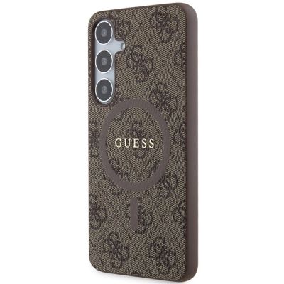 2. Guess 4G Collection Leather Metal Logo MagSafe case for Samsung Galaxy S24+ - brown