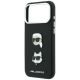 6. Karl Lagerfeld Saffiano Case with Karl & Choupette Heads Pins & Logo for iPhone 18 Pro Max / 17 Pro Max - Black