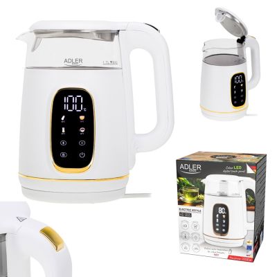 17. Adler AD 1305WG electric kettle 1.7 l 2200 W Transparent, Gold, White