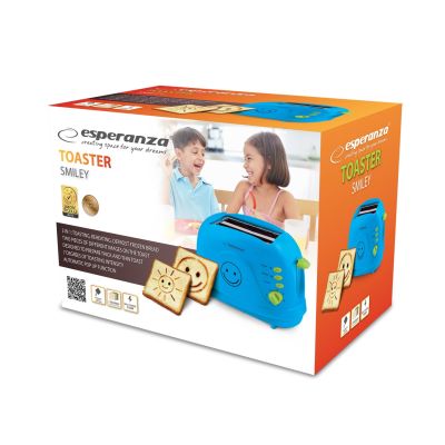 3. Esperanza Smiley EKT003B Toaster (750W; blue)