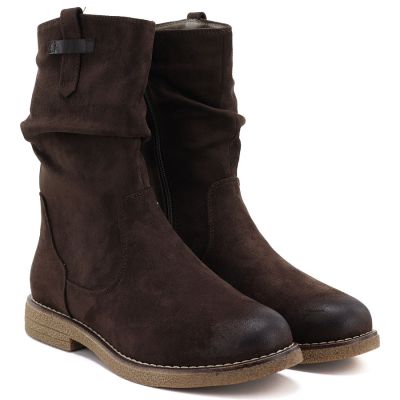 4. Women's insulated ankle boots with a wrinkled upper, chocolate M.Daszyńskie SA296-5