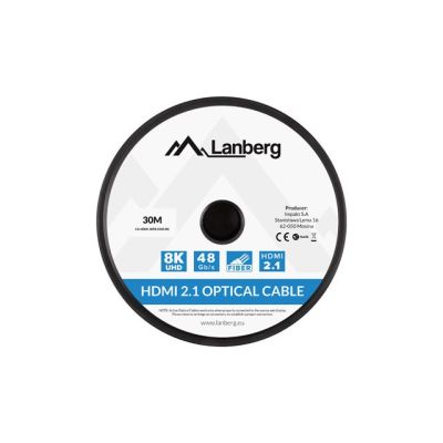8. LANBERG HDMI CABLE M/M V2.1 30M 8K OPTICAL AOC CA-HDMI-30FB-0300-BK