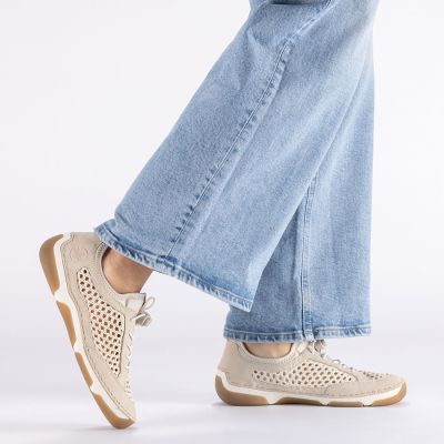 7. Women's comfortable openwork shoes, beige, Rieker 55960-60
