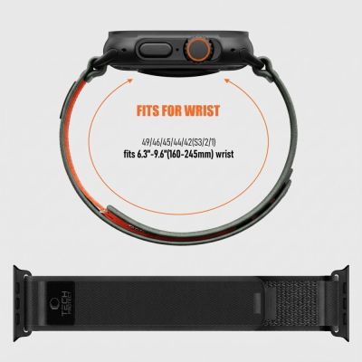 4. Tech-Protect Nylon Elite Strap for Apple Watch 44 / 45 / 46 / 49 mm – Black-Orange