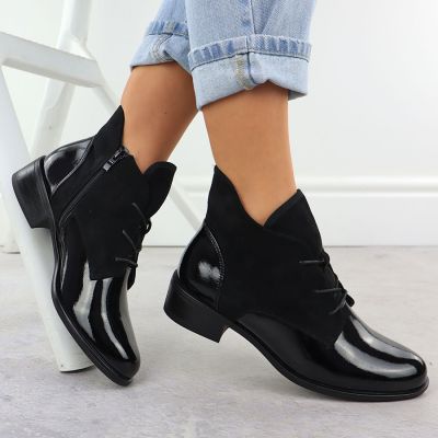 5. Women's insulated patent leather ankle boots, black, Jezzi ASA198-15