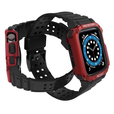 3. Protect Strap Band for Apple Watch 38/40/41mm Armored Case Strap - Black, Red