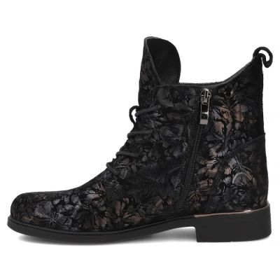 3. Women's leather ankle boots with floral pattern, black Filippo DBT8283