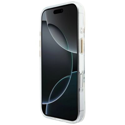 5. Guess IML Script Metal MagSafe Case for iPhone 17 - Transparent