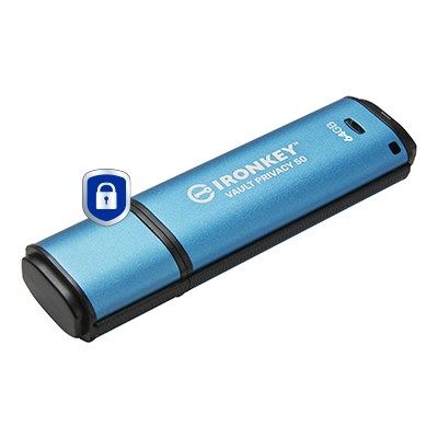 2. Kingston Technology IronKey Vault Privacy 50 USB Flash Drive 64GB USB Type-A 3.2 Gen 1 (3.1 Gen 1) Black, Blue