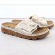 3. Women’s gold platform mules with ruffle detail Rieker V8763-60
