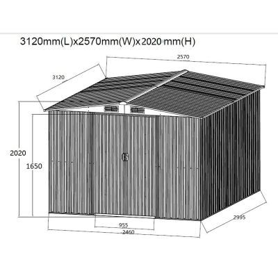 13. METAL GARDEN TOOL HOUSE 312X257X202CM