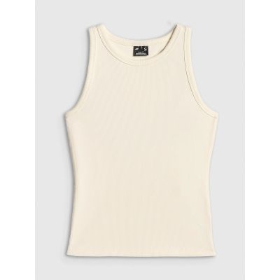 5. Women's slim ribbed knit top 4F 4FRSS26TSLEF338-12S
