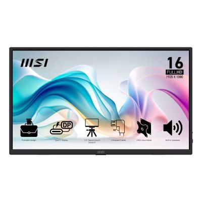 MSI PRO MP165DE E6 Portable TV / Monitor Portable Monitor Black 39.6 cm (15.6") LED 1920 x 1080 px