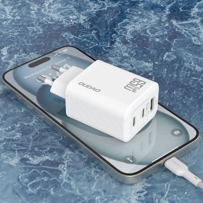 6. Dudao A29 65W GaN Wall Charger 2 x USB-C + 1 x USB-A - White