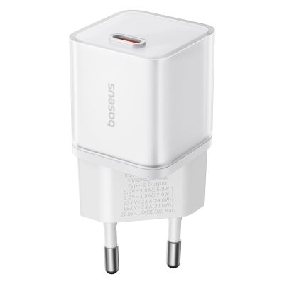 6. Baseus GaN5S 30W EU USB-C Wall Charger - White