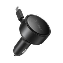 Orico FC-60-2C 60W Car Charger with Retractable USB-C Cable 65cm - Black