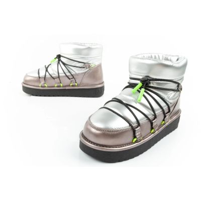 8. D.Franklin women's snow boots winter fashionable insulated ankle boots silver