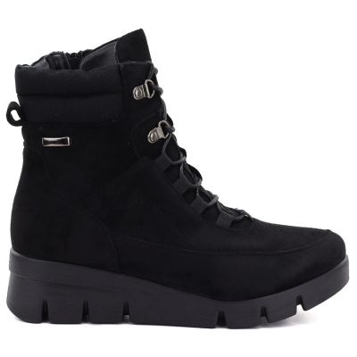 7. Women's black suede wedge ankle boots M.Daszyński MR23109A-3