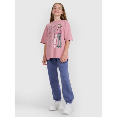 3. Oversized T-shirt with print for girls 4F 4FJRAW25TTSHF2936-54S