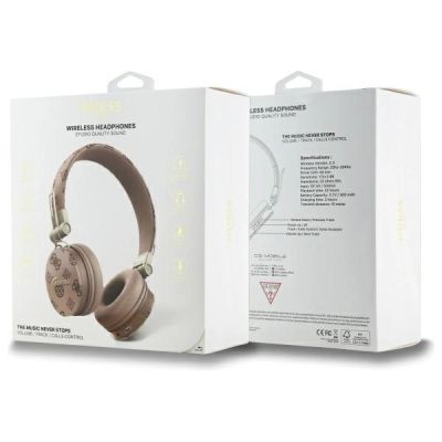 4. Guess Bluetooth ENC GUBH70EPOSMW Brown/Brown Peony Script Round Shape Headphones