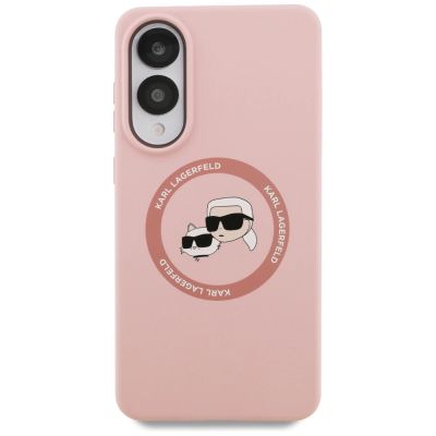 3. Karl Lagerfeld Silicone Nauble Heads And Circle MagSafe Case for Samsung Galaxy S25 Edge - Pink