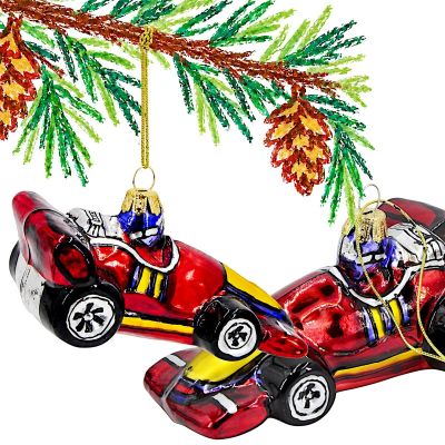 MICA GLASS RACE CAR BAUBLE 13 x 7 x 6.5 CM