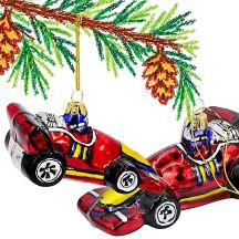 MICA GLASS RACE CAR BAUBLE 13 x 7 x 6.5 CM