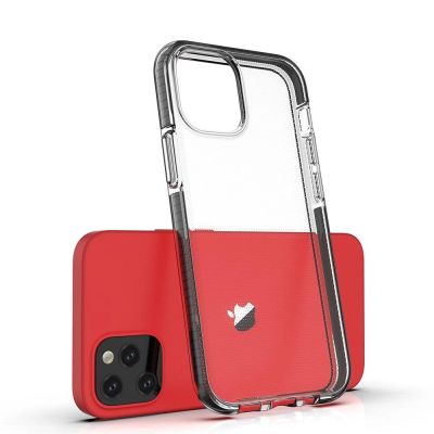 3. Spring Case clear TPU gel protective cover with colorful frame for iPhone 13 mini yellow