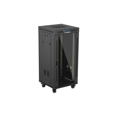 16. LANBERG FLOOR RACK CABINET 19" 24U 600X600 BLACK GLASS DOOR LCD (FLAT PACK) V2