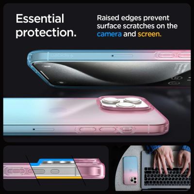10. Spigen Liquid Crystal iPhone 15 Pro Case - Pink/Blue