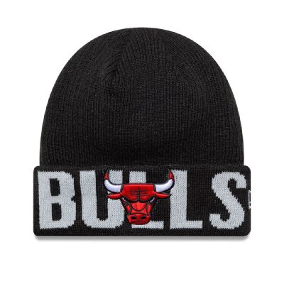 New Era NBA Chicago Bulls Wordmark Black Cuff Knit Beanie - 60691260