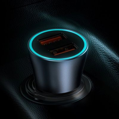 21. Baseus Golden Contactor Pro fast car charger 2x USB 40 W Quick Charge SCP FCP AFC + USB cable - USB Type C gray (TZCCJD-A0G)
