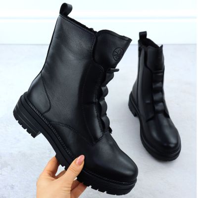 2. Rieker Y3160-00 women's black leather ankle boots